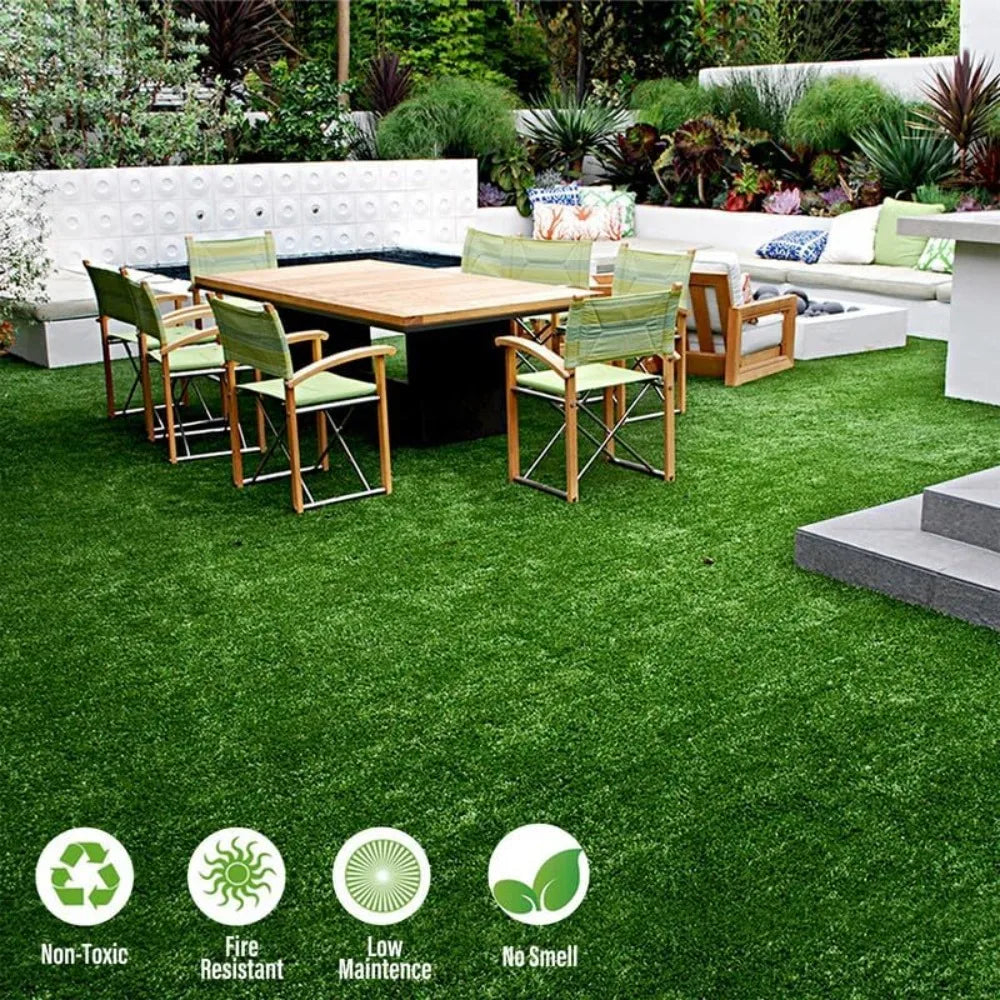 Artificial Grass Synthetic Lawn Outdoor Faux Grass Rug for Patio 0.4 Inch Pile Height 5FTx43FT Astro Turf Grass Roll Carpet Rug
