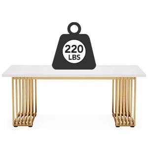 Tribesigns Modern Executive Wooden Office Desk With Gold Metal Legs