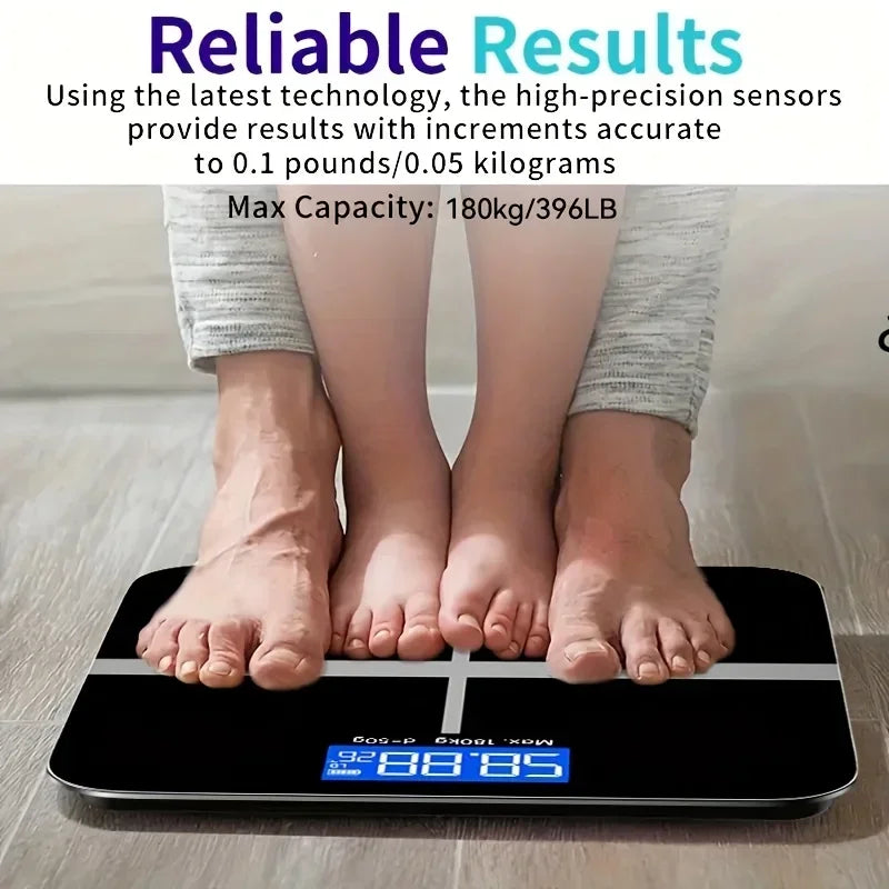 Premium Digital Bathroom Scale 396lb Capacity, High-Precision LCD Display, Ultra-Wide Platform, Room Temperature Sensor
