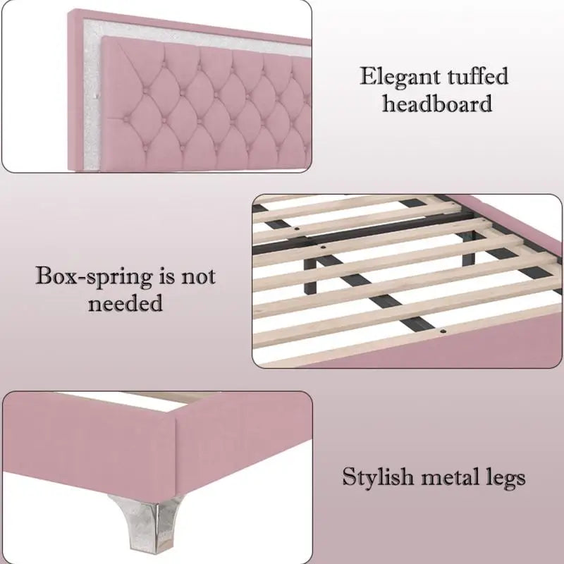 General 3-Piece Upholstered Bedroom Set with LED Bed and Nightstands