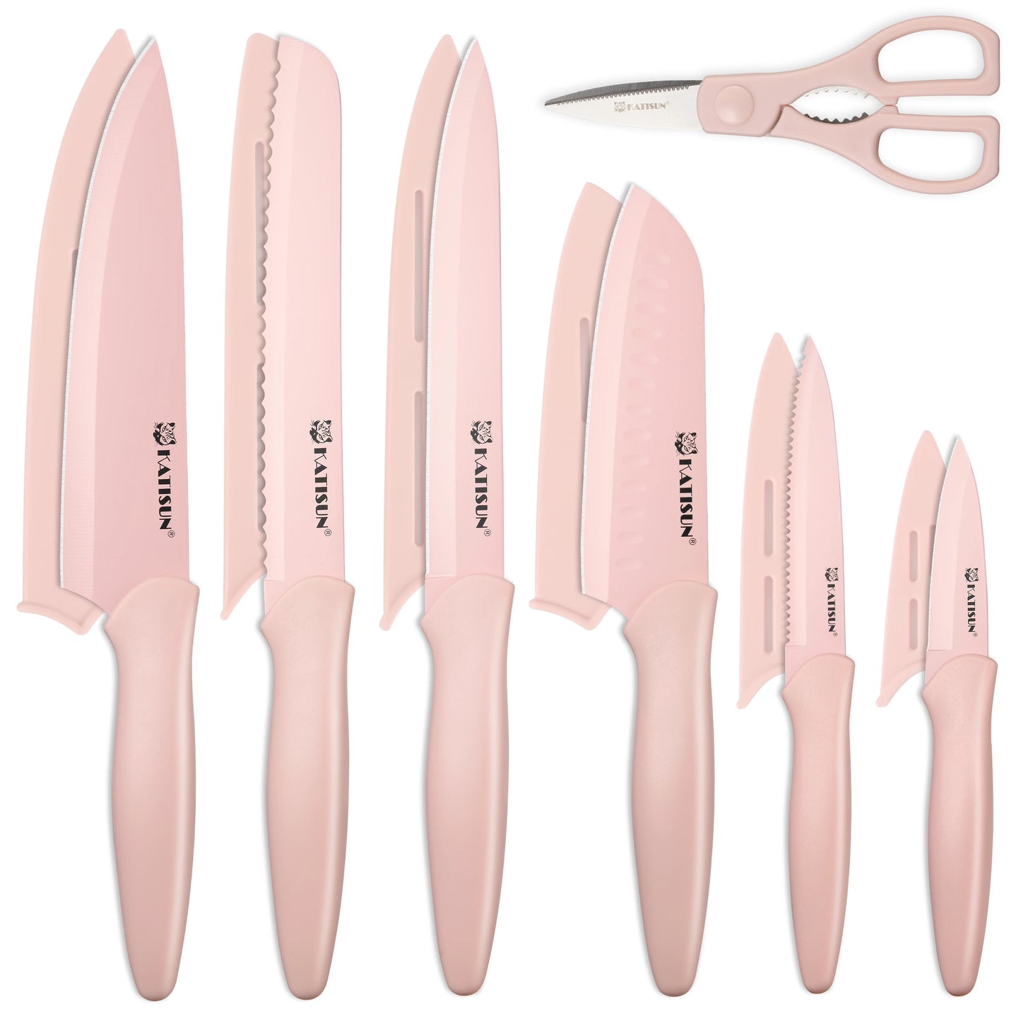 Katisun Knife Set With Blade Covers Carbon Steel Kitchen Tools