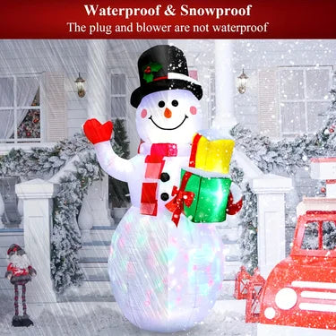 Inflatable Christmas Snowman with Built-in LED Lights for Outdoor Decorations