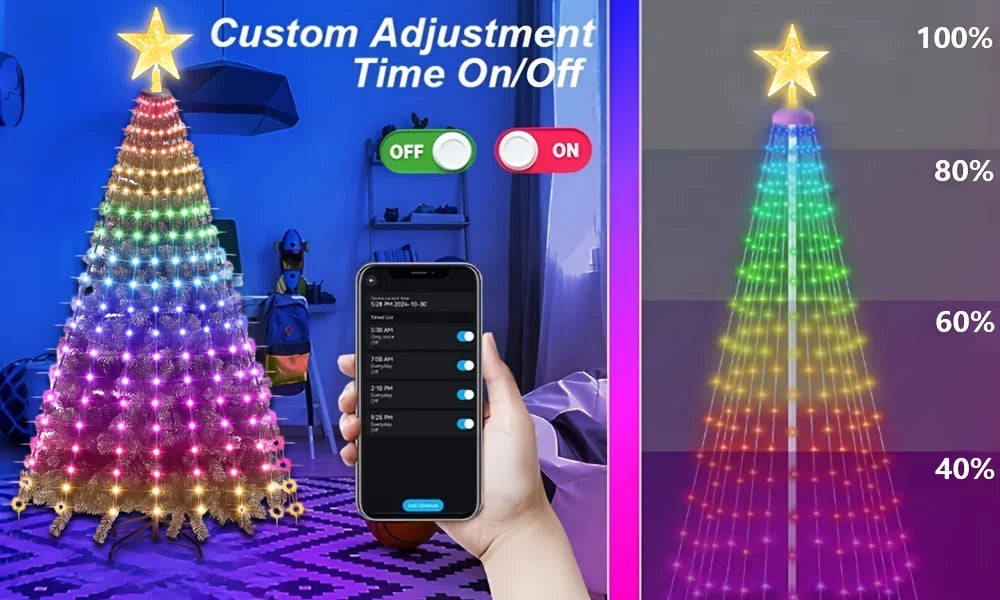 MIMIRGB Smart Christmas Tree Lights With App Control MusicSync IP67