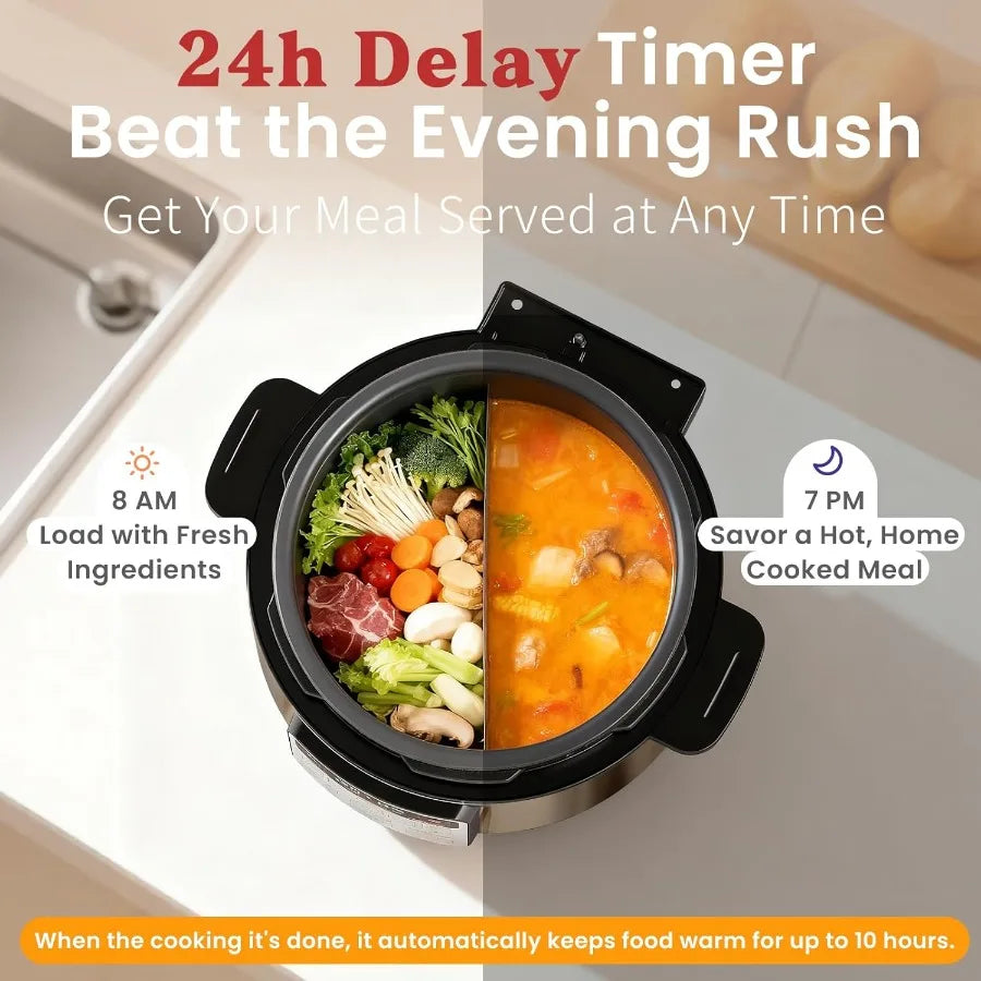 8QT Electric Pressure Cooker Max 1200W Fast Cooking 12-in-1 Multi-Use Programmable with Ceramic Non-Stick Pot for Saute Slow Co
