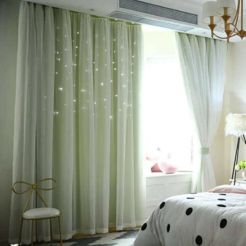 Guangdong Blackout Curtains For Bedroom And Living Room Star Cut Out Decor