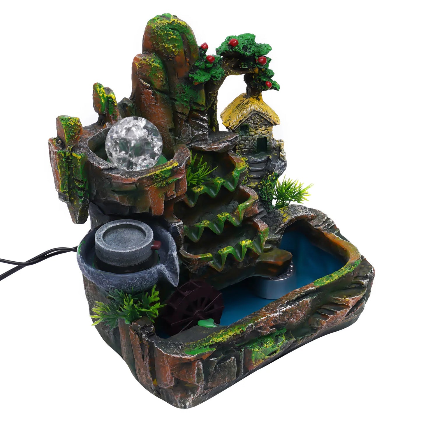 Feng Shui Desktop Water Fountain With Color Changing LED Lights