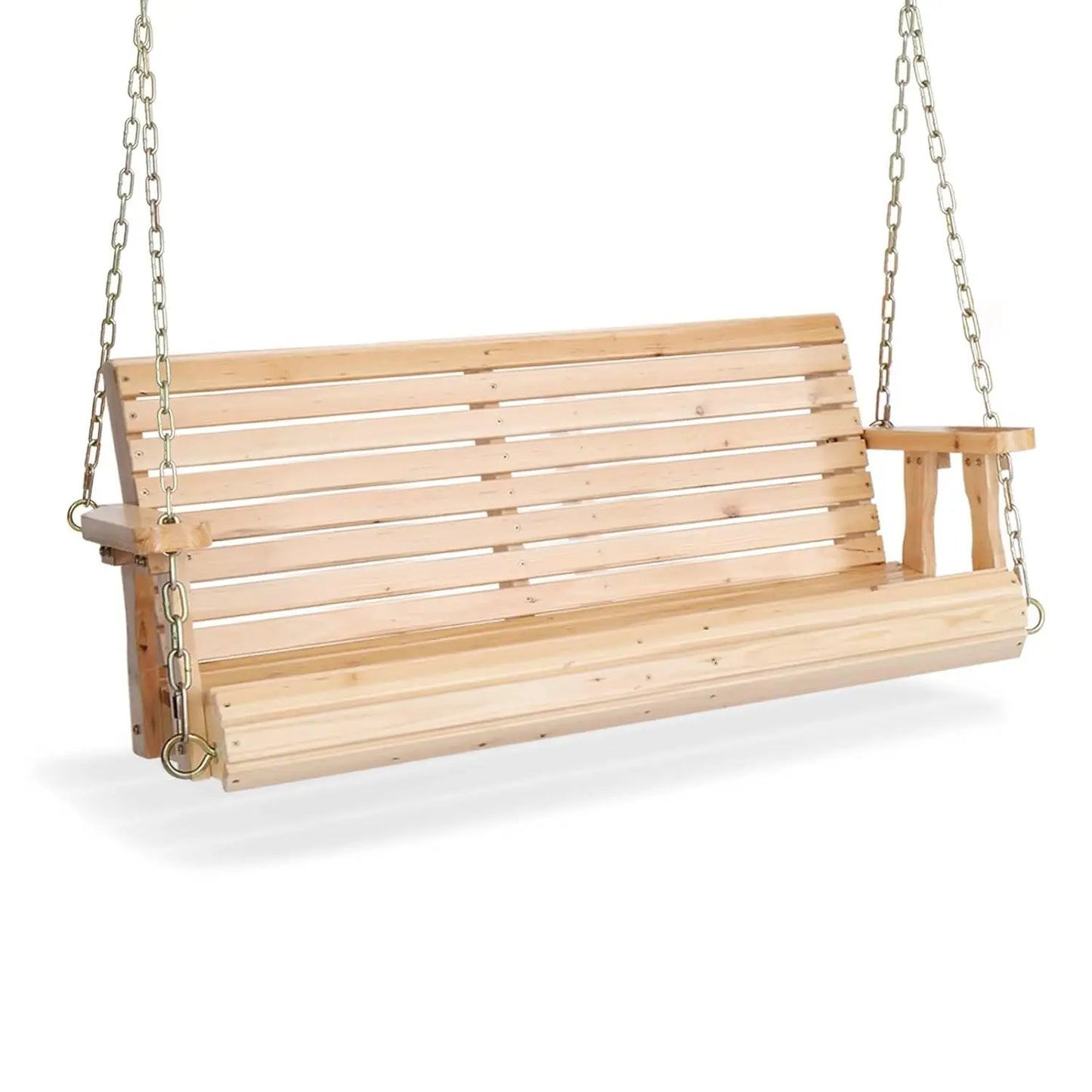 Upgraded Patio Wooden Porch Swing for Courtyard & Garden, Heavy Duty 880 LBS Swing Chair Bench with Hanging Chains, Customized