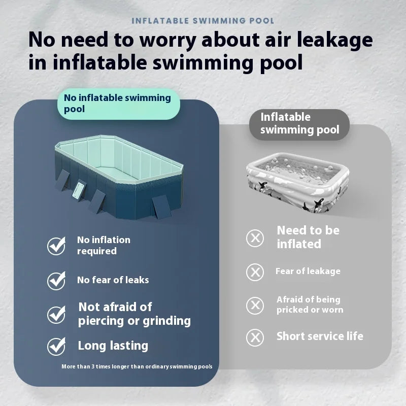 Inflatable-Free Swimming Pool No-Installation Water Play Pool Thickened Wear-Resistant Foldable Bathing Pool Outdoor Large Pool