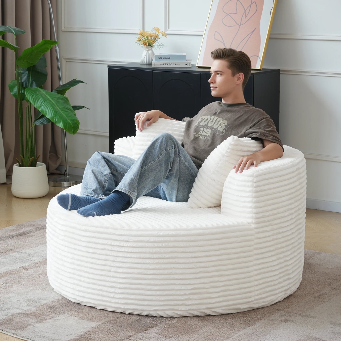 Sdorens Round Chair Lounge Chaise Cloud Boneless Modern Sofa Bed