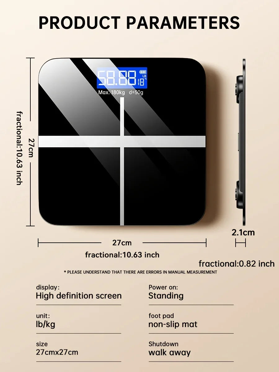 Premium Digital Bathroom Scale 396lb Capacity, High-Precision LCD Display, Ultra-Wide Platform, Room Temperature Sensor