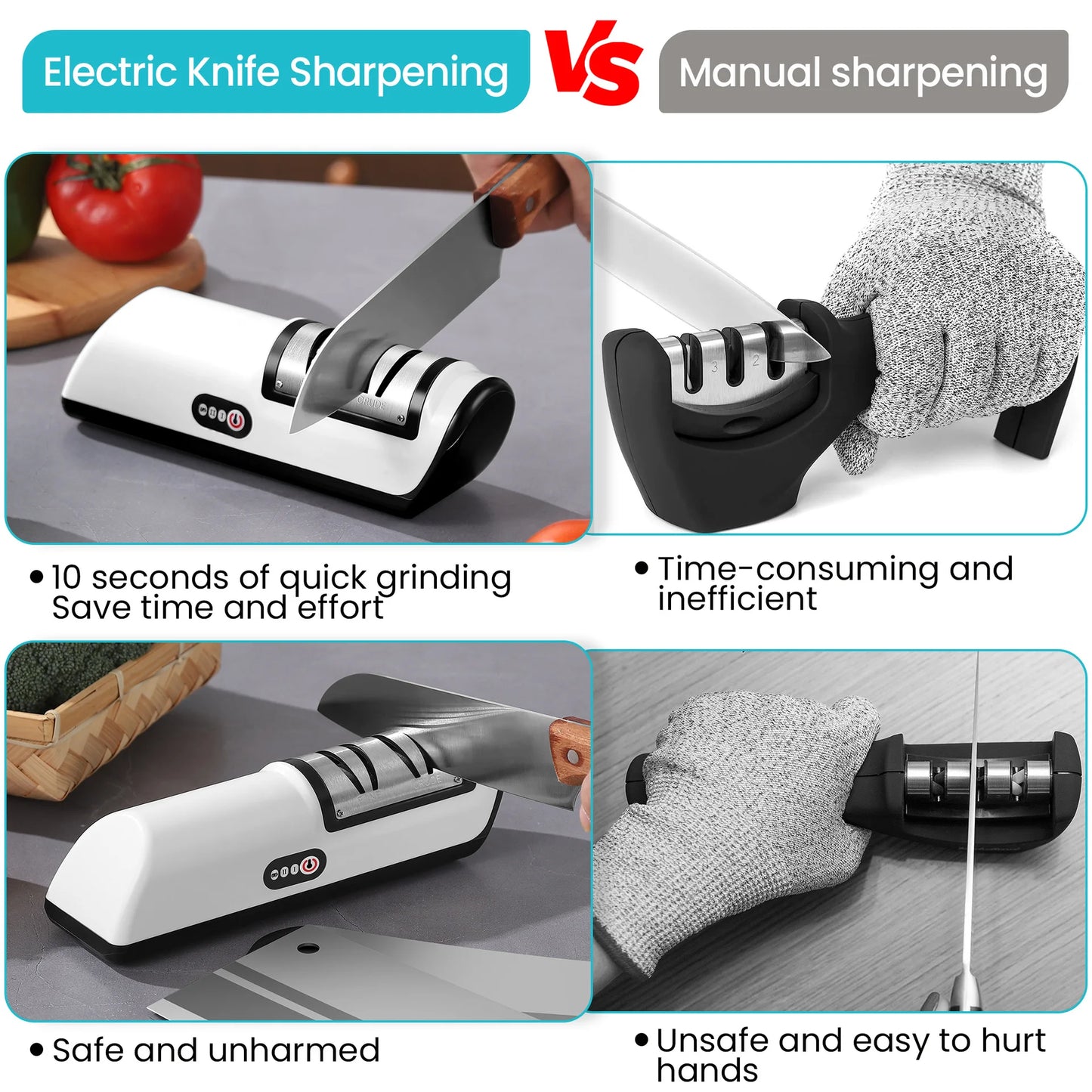 HOMEFISH Multifunctional Kitchen Electric Knife Sharpener 4 Gear