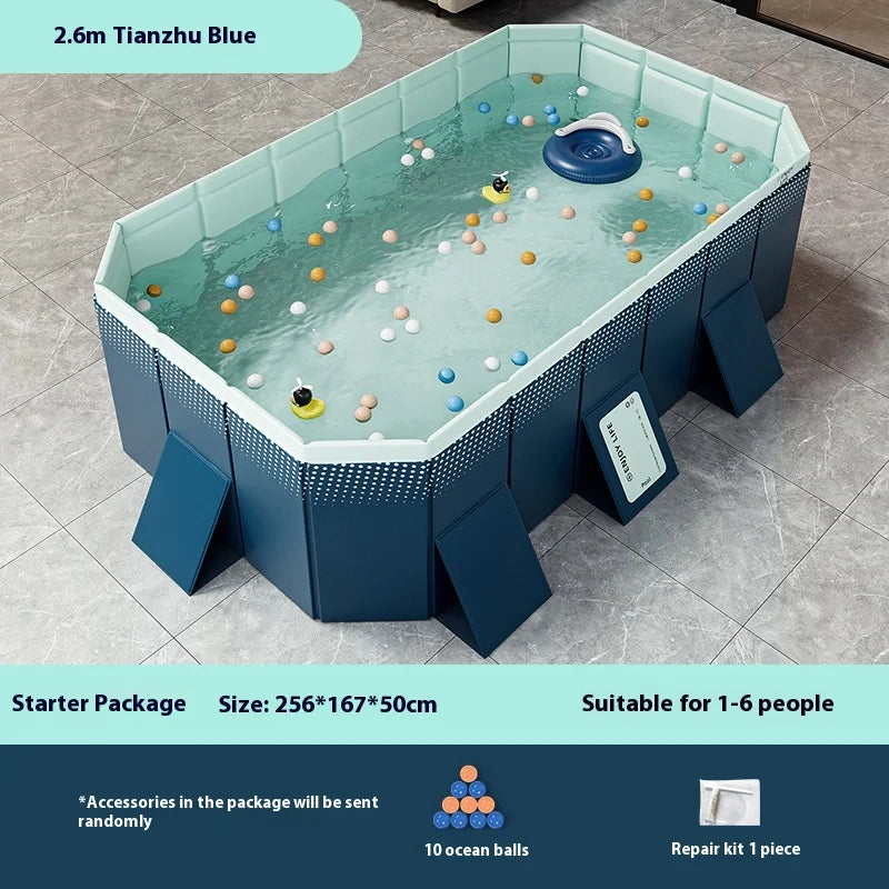 Inflatable-Free Swimming Pool No-Installation Water Play Pool Thickened Wear-Resistant Foldable Bathing Pool Outdoor Large Pool
