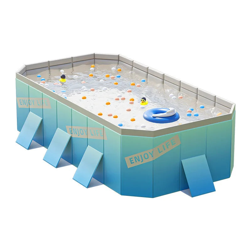 Inflatable-Free Swimming Pool No-Installation Water Play Pool Thickened Wear-Resistant Foldable Bathing Pool Outdoor Large Pool