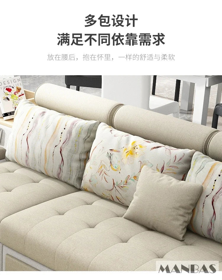 Linlamlim U Shape Fabric Sofa Set With USB Ports And Stools