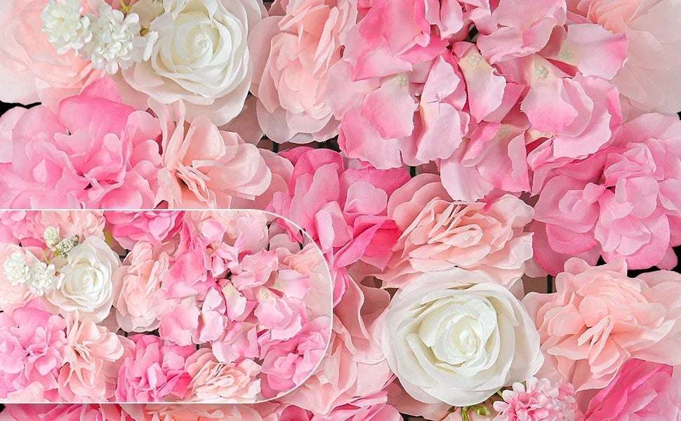 RUEESEECN 12Pcs Artificial Roses Wall Panel 3D Backdrop