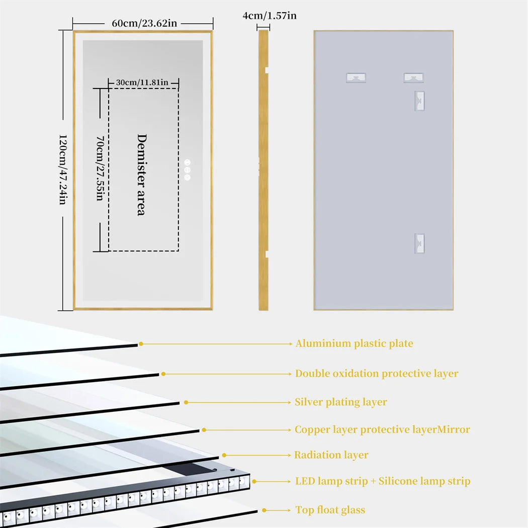 LUVODI Fogless Smart Touch Illuminated Full Body Dressing Mirror