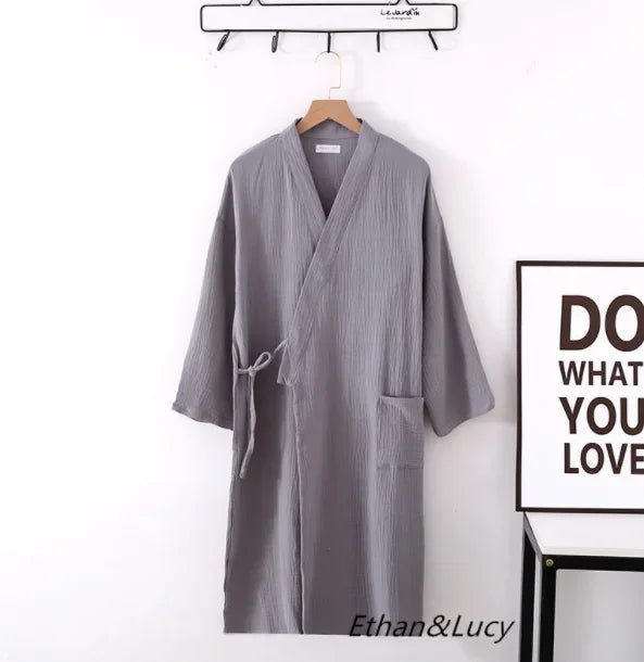 Cloud Cotton Story Japanese Kimono Robe For Couples Crepe Bathrobe