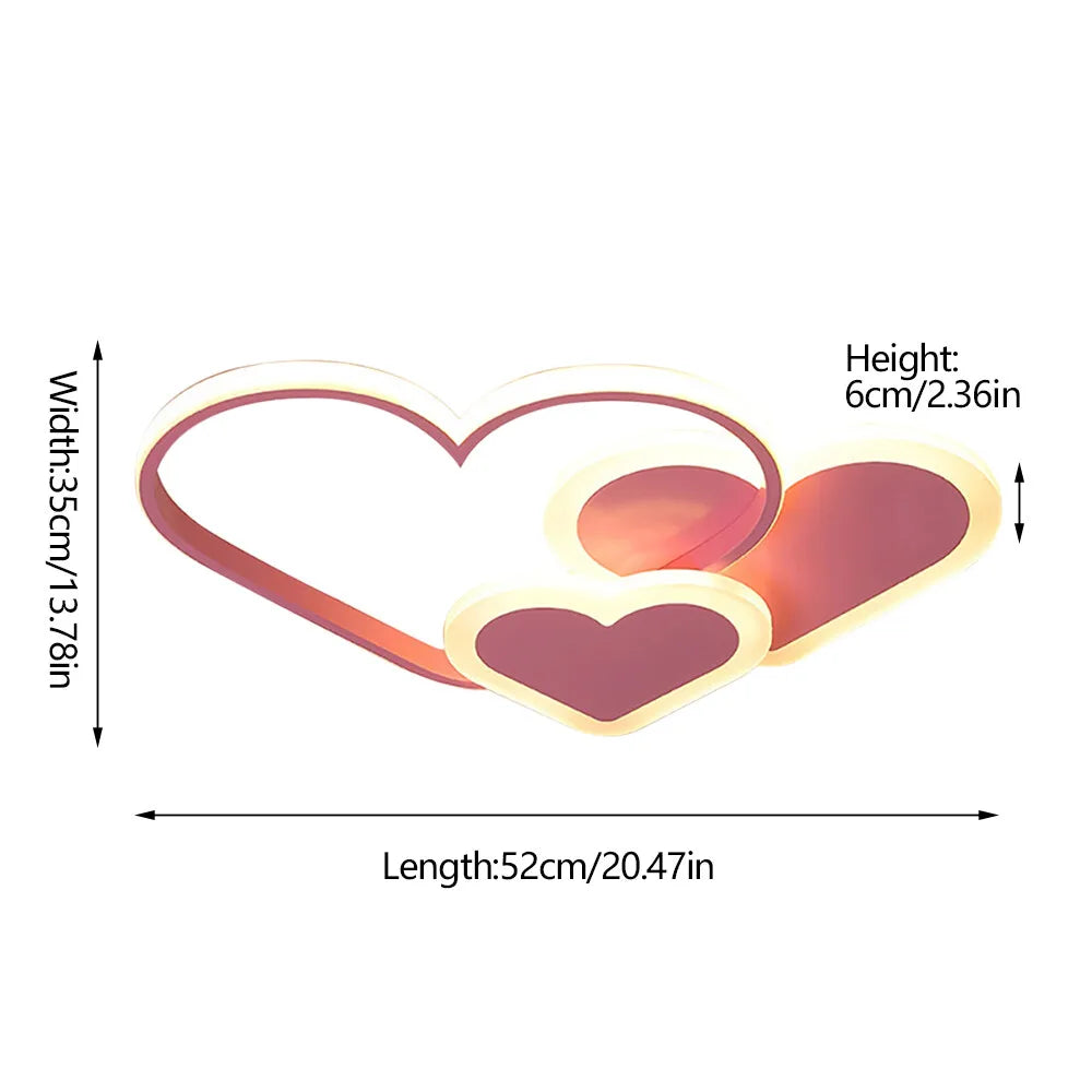 Heart Shaped LED Ceiling Lamp With Remote Control 36W Bedroom