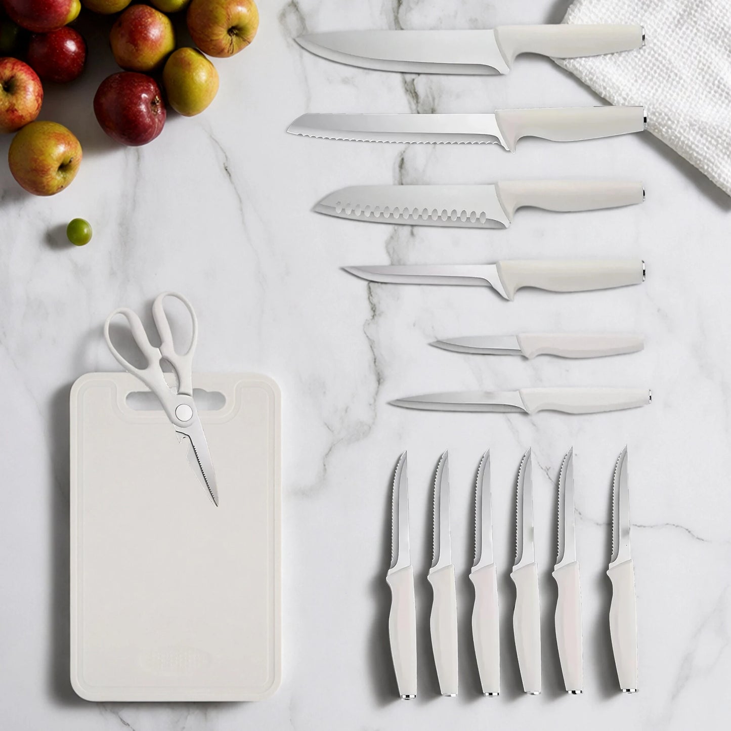 Stainless Steel 15-Piece Kitchen Knife Set With Holder And Storage