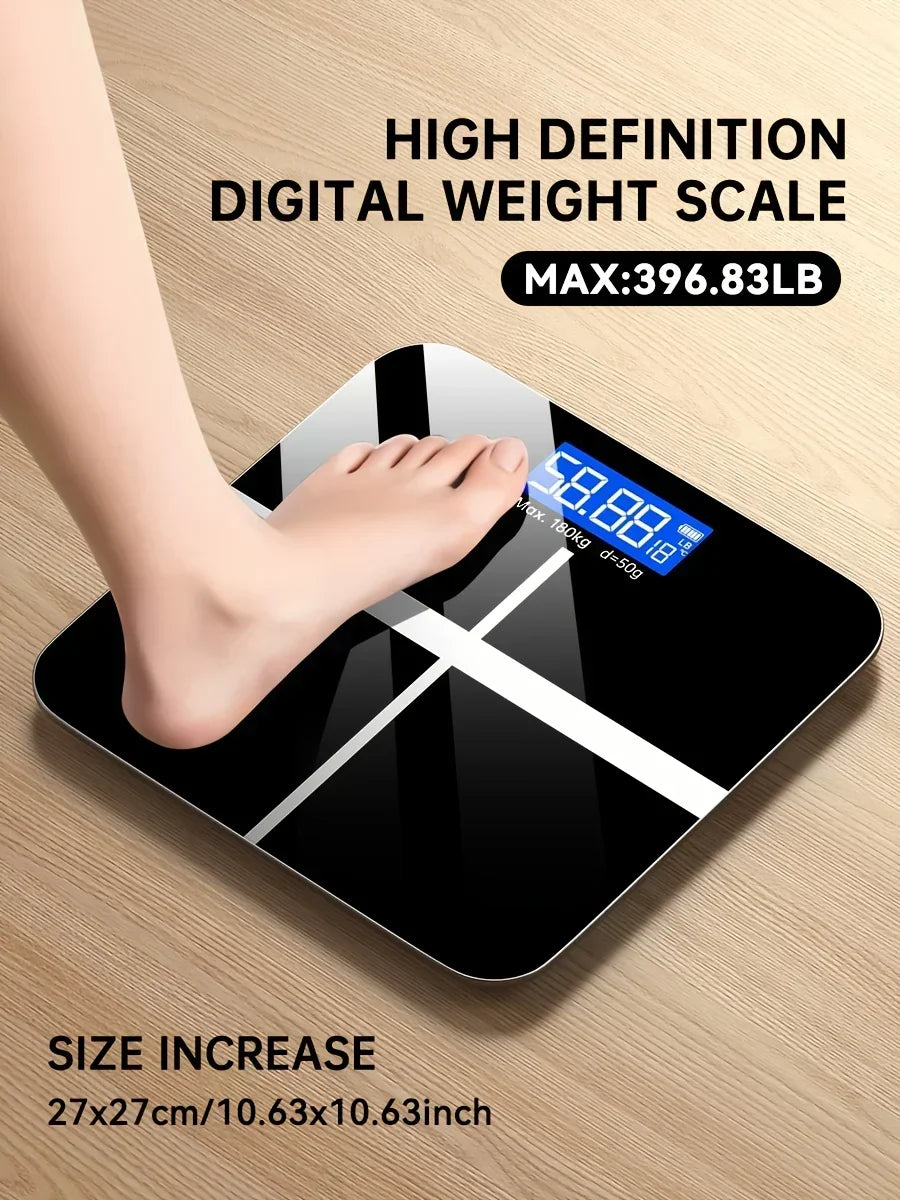 Premium Digital Bathroom Scale 396lb Capacity, High-Precision LCD Display, Ultra-Wide Platform, Room Temperature Sensor