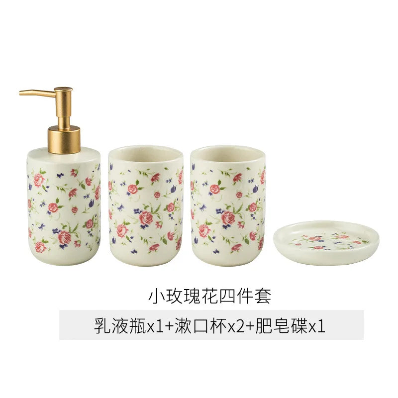 American Minimalist Ceramic Bathroom Wash Set Four Piece