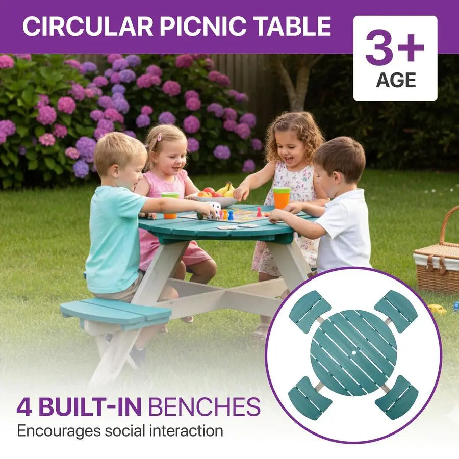 XMSJ Kids Picnic Table and Chair Set Outdoor Toddler Furniture
