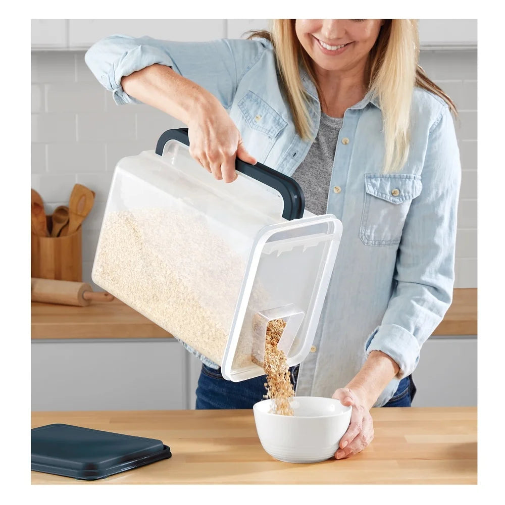 BPA Free Plastic Stackable Kitchen Canister with Handle and Pour Spout