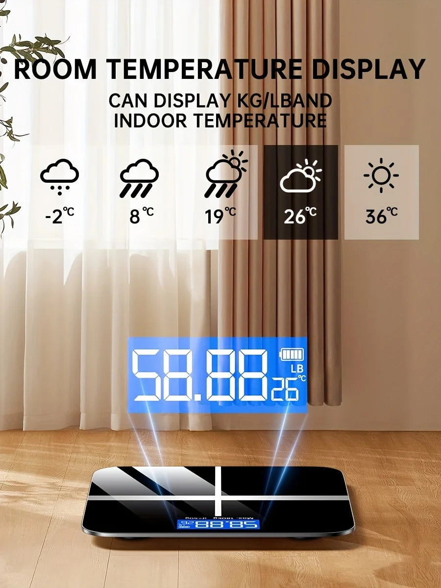 Premium Digital Bathroom Scale 396lb Capacity, High-Precision LCD Display, Ultra-Wide Platform, Room Temperature Sensor