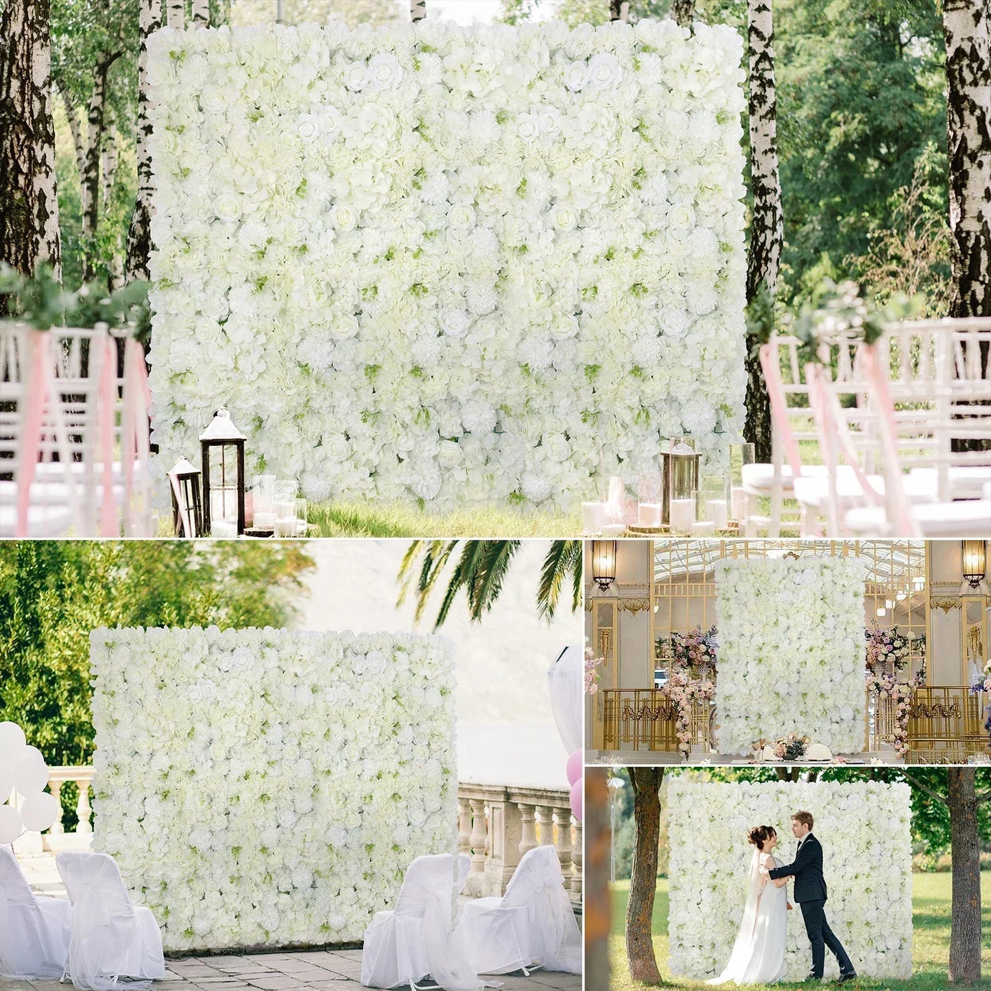 RUEESEECN 12Pcs Artificial Roses Wall Panel 3D Backdrop