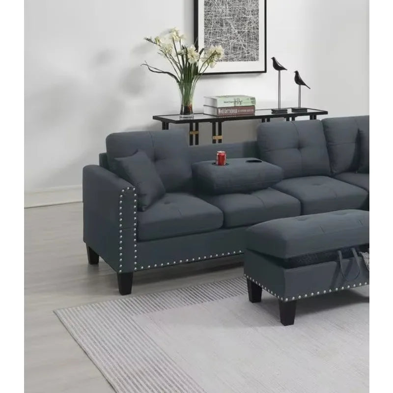 Oein Convertible Corner Sofa Modern L-Shaped Living Room Sectional