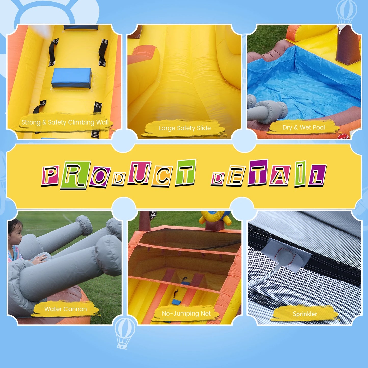 Inflatable pirate boat Outdoor Sildes Air Bounce Water amusement Play Equipment Inflatble Water Double Slide Bubble Ball Pit