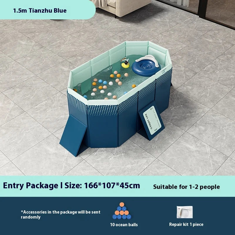 Inflatable-Free Swimming Pool No-Installation Water Play Pool Thickened Wear-Resistant Foldable Bathing Pool Outdoor Large Pool