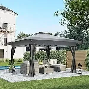 Popup Gazebo With Metal Frame Mosquito Net For Patio Garden