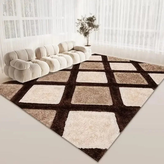Geometric Machine Made Area Rug Non Slip Living Room Bedroom
