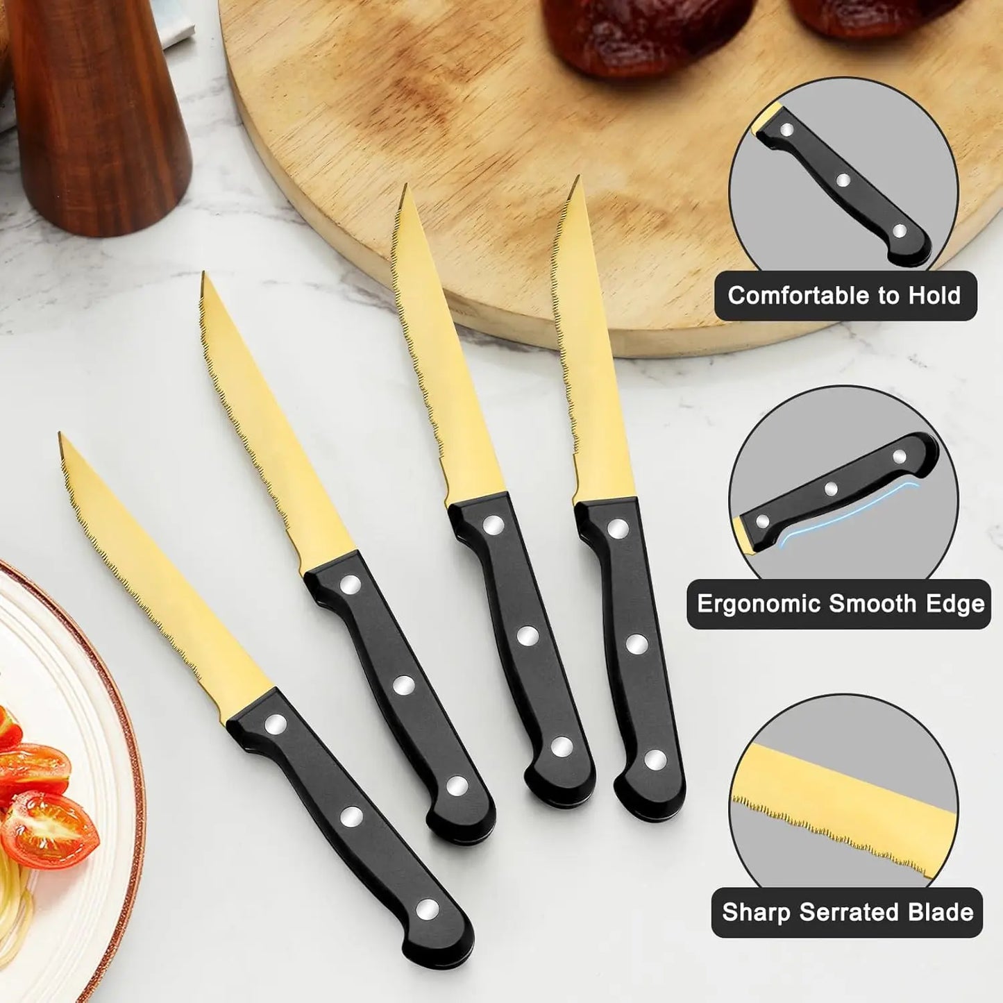 Premium Stainless Steel Flatware Set with Steak Knives Forks and Spoons
