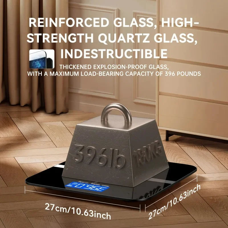 Premium Digital Bathroom Scale 396lb Capacity, High-Precision LCD Display, Ultra-Wide Platform, Room Temperature Sensor