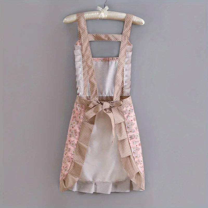 Canvas Floral Hooded Apron Waterproof Oil Resistant Workwear
