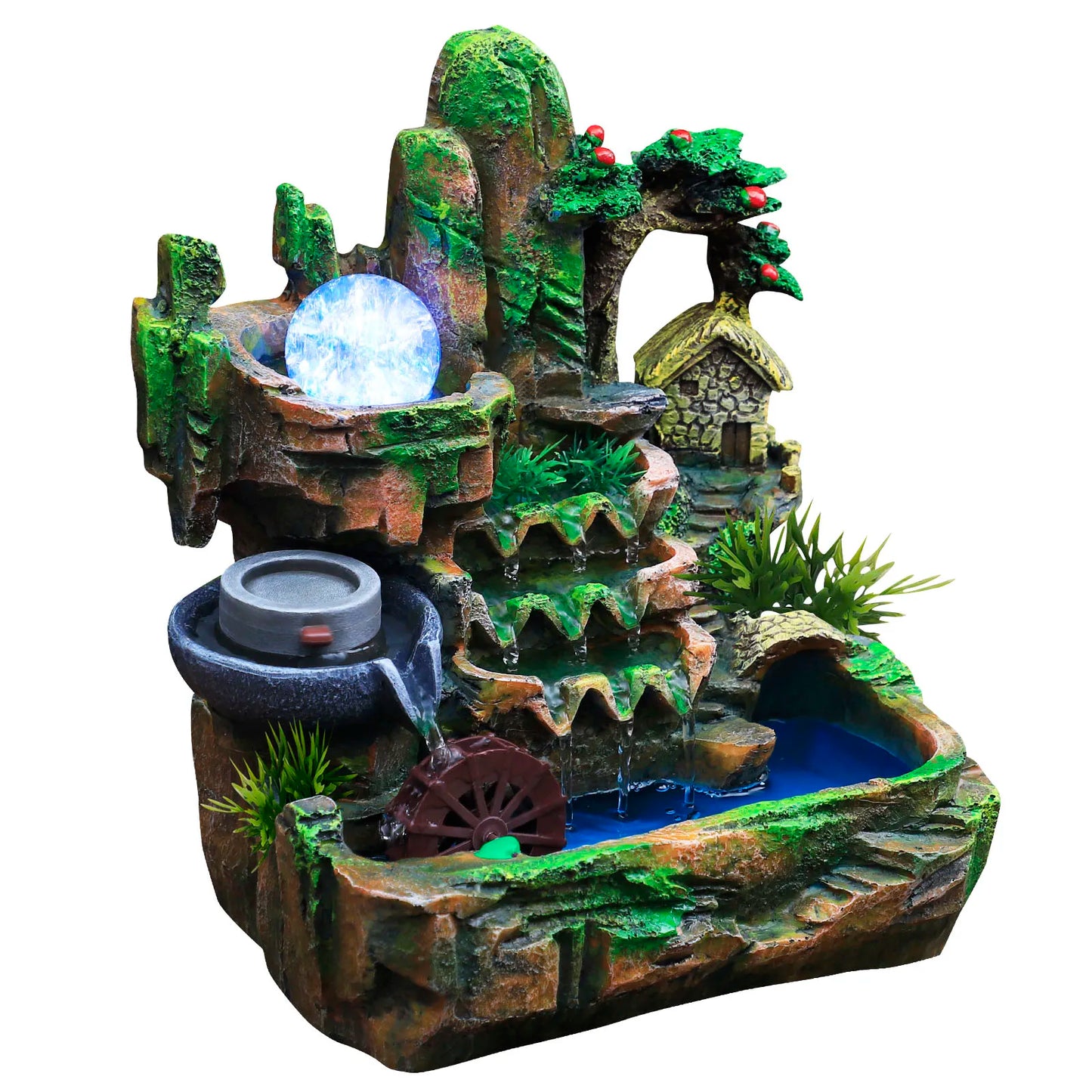 Feng Shui Desktop Water Fountain With Color Changing LED Lights