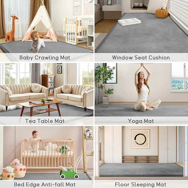 PaPaMat Memory Foam Playpen Mat Non-Slip Soft Velvet Kids Rug