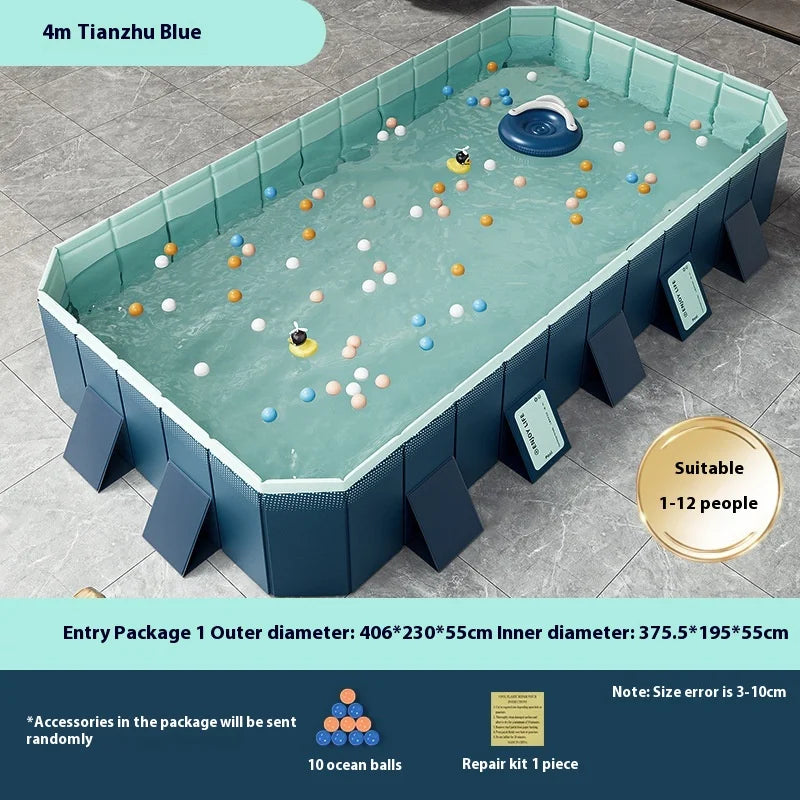 Inflatable-Free Swimming Pool No-Installation Water Play Pool Thickened Wear-Resistant Foldable Bathing Pool Outdoor Large Pool