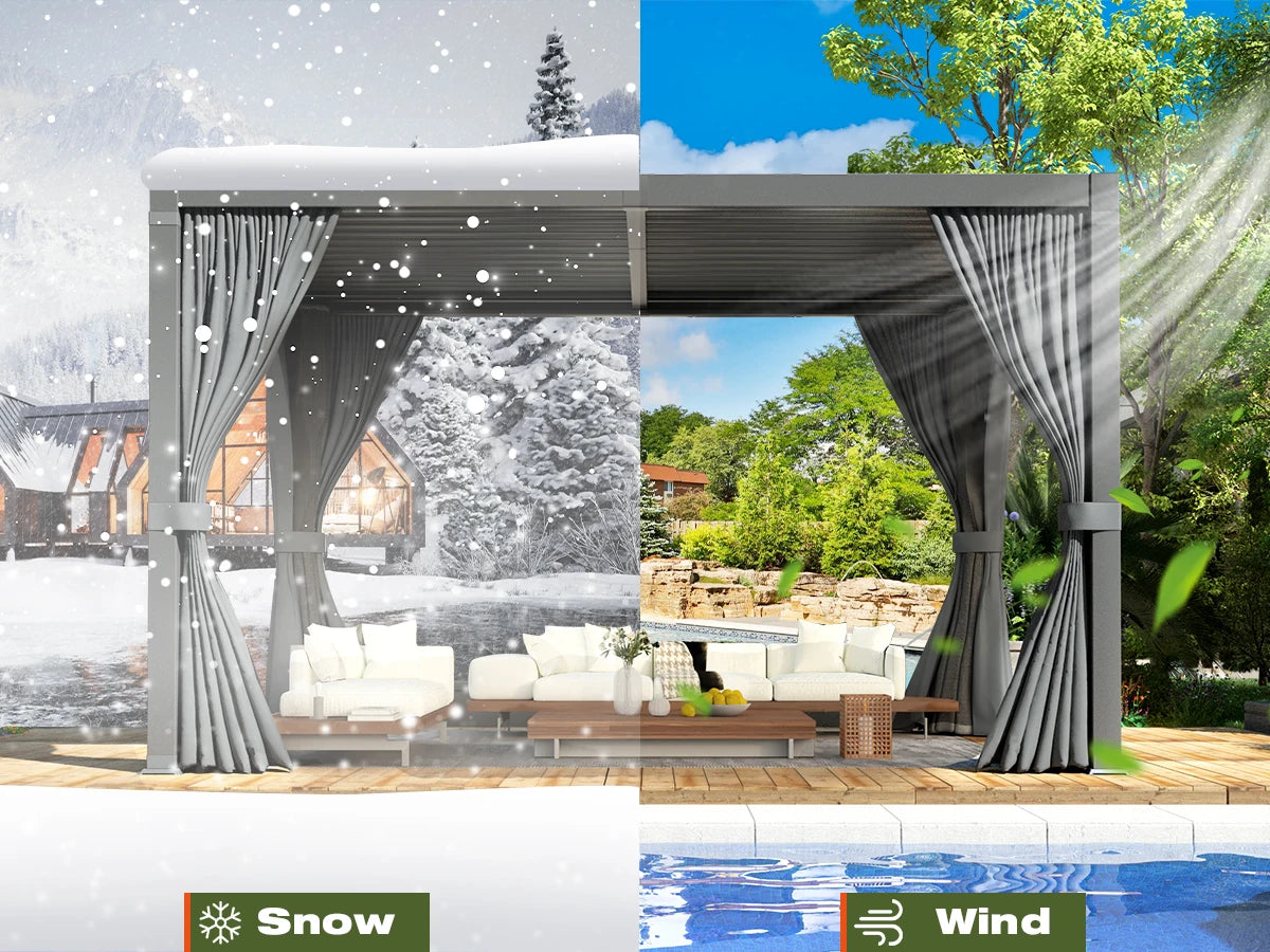 VIWAT 10x12/10x20FT Louvered Pergola Aluminum Frame Waterproof Roof All Weather Rust-Resistant Gazebo for Backyard Patio
