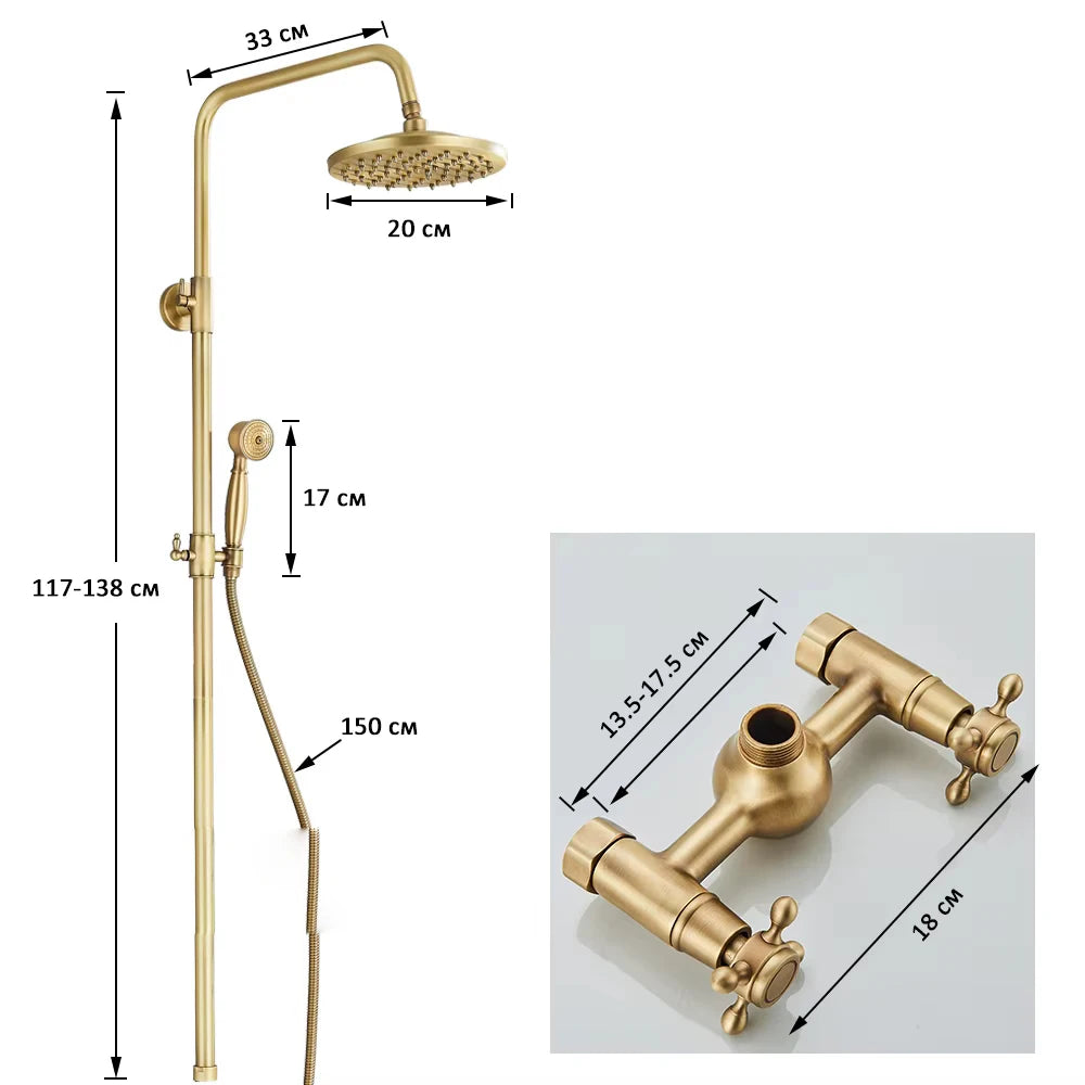 Quyanre Wall Mount Shower Faucets Set With Dual Knobs Handheld