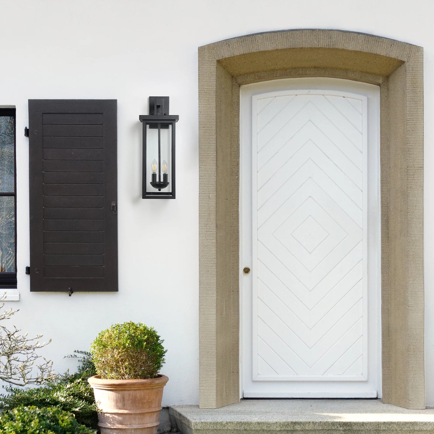 ARLGSITE Outdoor Wall Lantern With Dusk To Dawn Sensor And Clear Glass Panels