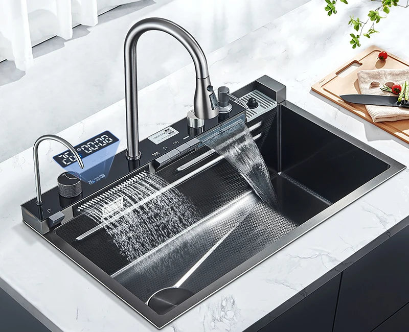 Rozin 304 Stainless Steel Kitchen Sink With Waterfall Faucet