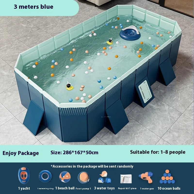 Inflatable-Free Swimming Pool No-Installation Water Play Pool Thickened Wear-Resistant Foldable Bathing Pool Outdoor Large Pool