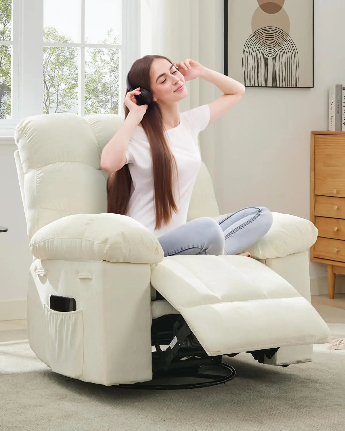 HiMISS Rocker Recliner Chair for Adults Overstuffed Manual Glider Sofa