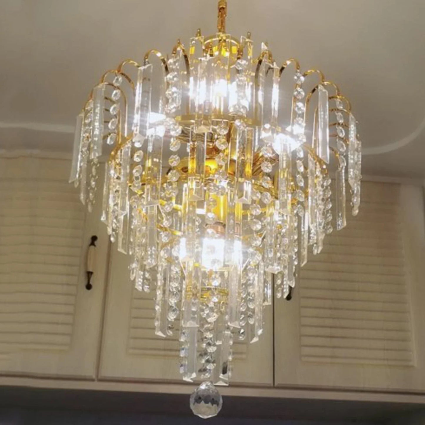 LED Crystal Chandelier Modern Ceiling Light Fixture E14 Pendant