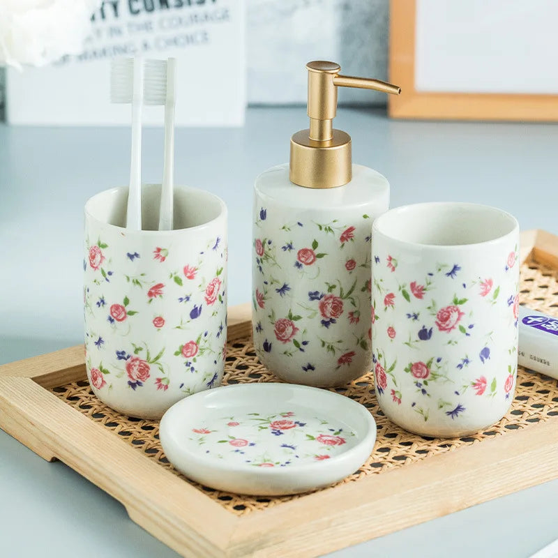 American Minimalist Ceramic Bathroom Wash Set Four Piece