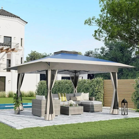 Popup Gazebo With Metal Frame Mosquito Net For Patio Garden