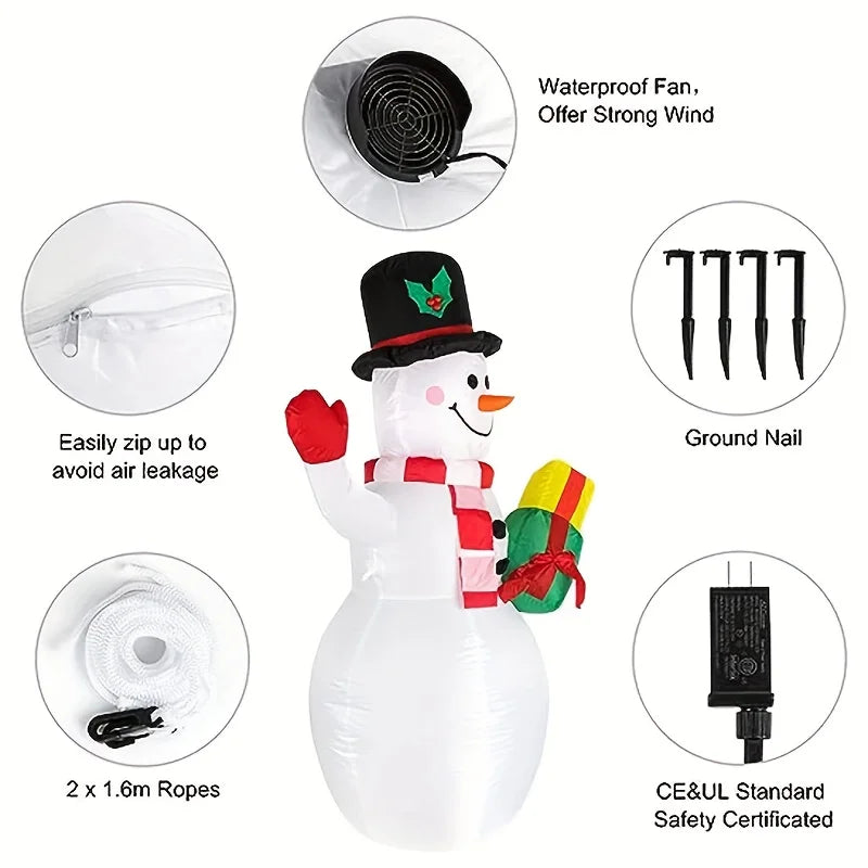 Inflatable Christmas Snowman with Built-in LED Lights for Outdoor Decorations
